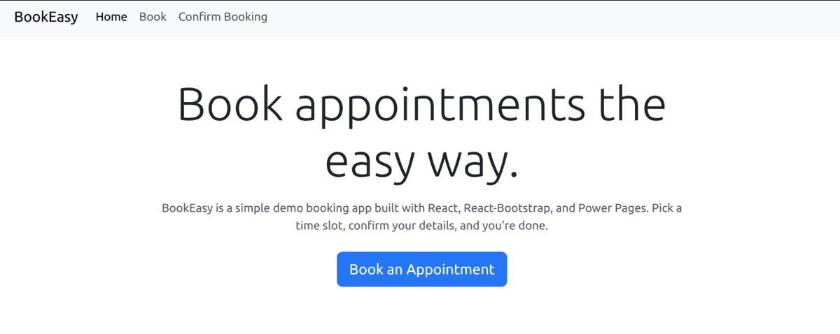Generic booking single-page application built with Power Pages