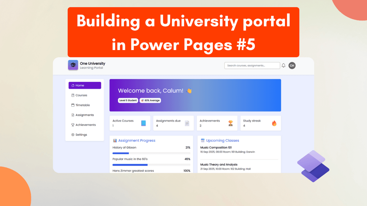 University Portal built with Power Pages